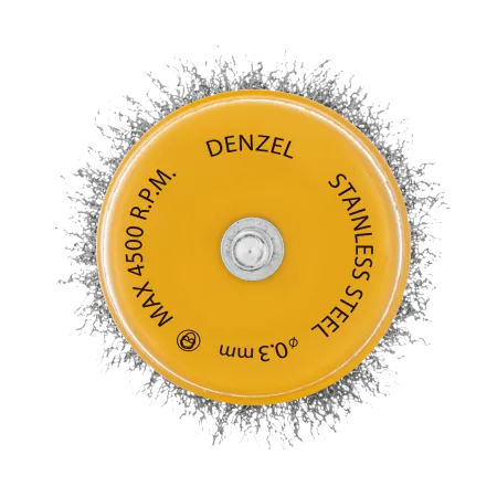 Щетка для дрели DENZEL, 75 мм, Чашка, со шпилькой, нержавеющая витая проволока