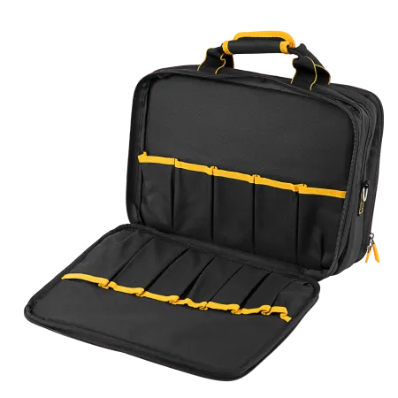 Сумка для инструмента DENZEL 400х170х300 мм, 3 отделения, 28 карманов, наплечный ремень