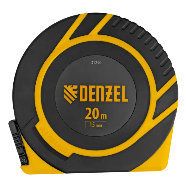 Рулетка геодезическая DENZEL 20 м х 15 мм, закрытый корпус, фиберглассовая лента