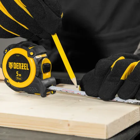 Рулетка DENZEL 31521 5м х 19мм, автоматич. фиксац., нейлон. покрытие, магнит. зацеп, двухстор. разметка