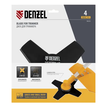 Диск для триммера DENZEL 96323, 230 x 25.4 мм, толщина 1.6 мм, 4 лезвия