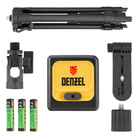 Лазерный уровень DENZEL DQB-T, 30 м, зеленый луч, батарейки, штатив