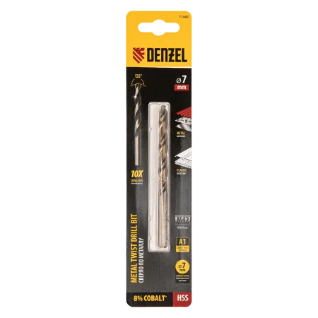 Сверло по металлу DENZEL 7 мм, HSS Co-8%