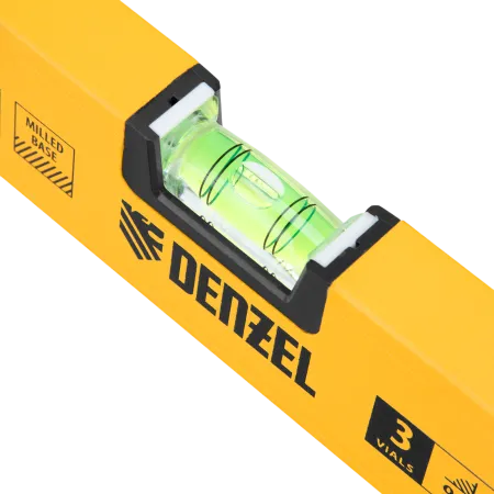Уровень алюминиевый DENZEL магнит., фрезерованный, 3 глазка (1 зеркал.), 0,5 мм/м, 1000 мм