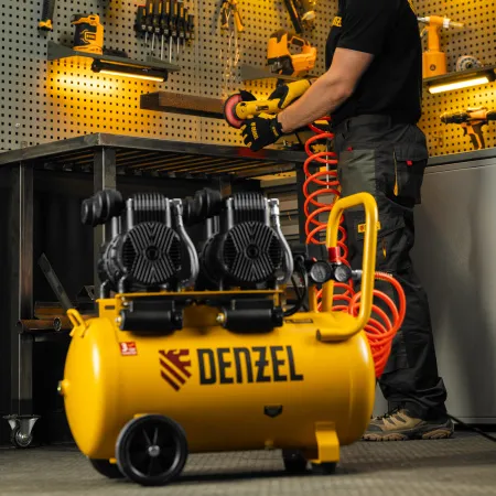 Компрессор безмасл. малошумный DENZEL DLP -3000/50, 3 кВт, 2х1,5 кВт,50 л, 2850 об/мин,500 л/мин