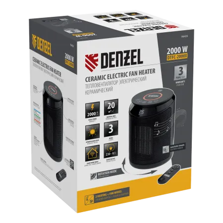 Тепловентилятор керамический DENZEL DTFC-2000X, 2 кВт, wi-fi, пульт, динамик, вращение, 3 реж.