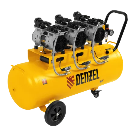 Компрессор безмасляный, малошумный DENZEL DLS 1800/100,1800 Вт, 3x600, 100 л, 345 л/мин