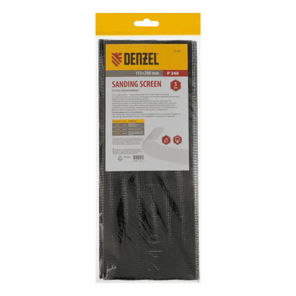Сетка абразивная DENZEL 75183, P240, 115 x 280 мм, 5 шт.