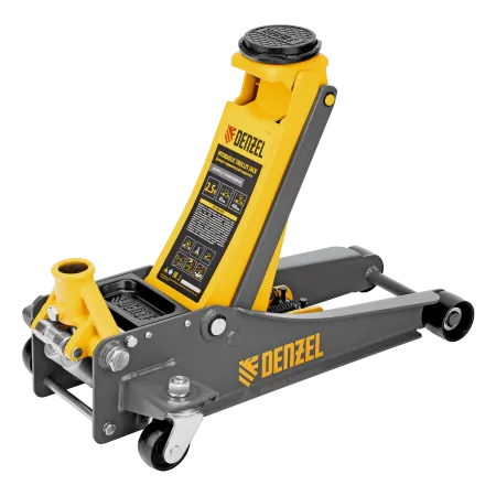 Домкрат гидравлический подкатной DENZEL 2,5 т, 85-430 мм, быстрый подъем, низкий подхват, проф./