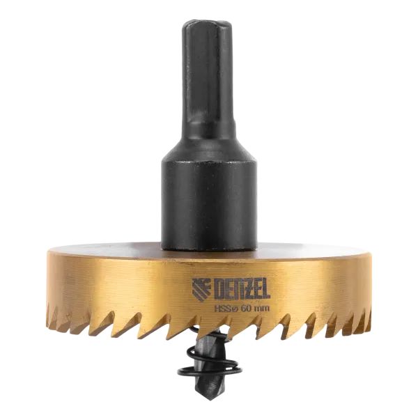 Коронка по металлу DENZEL 724119, 60 мм, HSS, нитридтитановое покрытие
