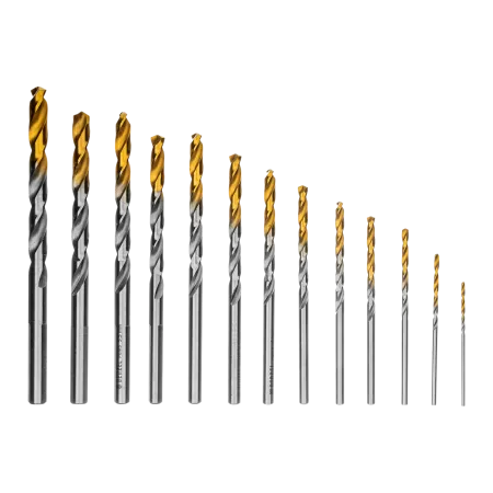 Набор сверл по металлу DENZEL, 1,5-6,5мм, Р6М5-TiN, Golden Tip, 13 шт