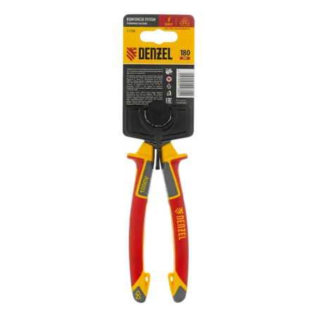 Бокорезы DENZEL диэлектрические рукоятки, до 1000 В, трехкомпонентные рукоятки, 180 мм