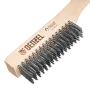 Щетка зачистная 5-и рядная DENZEL, прямая проволока из нержавеющей стали с деревянной ручкой, EFP