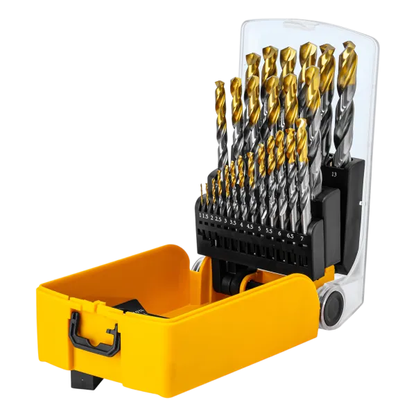 Набор сверл по металлу DENZEL, 1-13 мм, Р6М5-TiN, Golden Tip, 25 шт