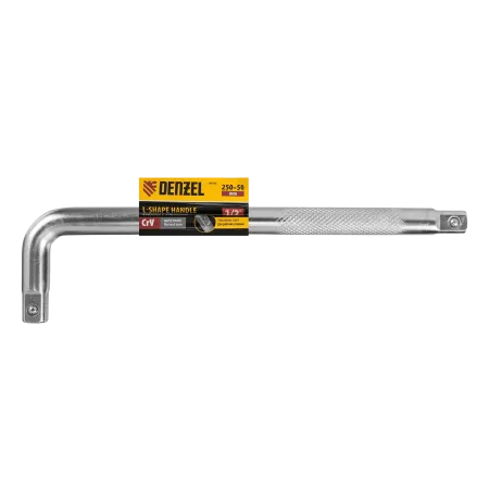 Вороток Г-образный DENZEL 250*50 мм, квадрат 1/2", CrV, матовый хром