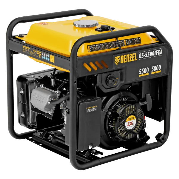Генератор инверторный DENZEL GS-5500iFEA, 5,5 кВт, 230 В, открытый корпус, электростартер, ATS