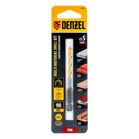Сверло универсальное DENZEL, Multi cut, 5 мм