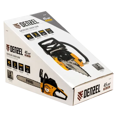 Пила цепная бензиновая DENZEL DGS-4516, шина 40 см, 3 л.с, шаг 3/8, 57 звеньев