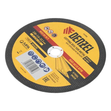 Круг отрезной по металлу DENZEL, 230 х 1,6 х 22,2 мм, WA46TBF