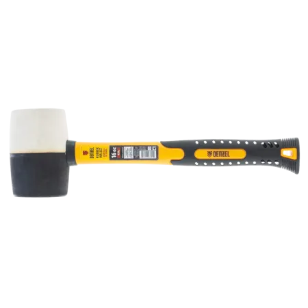 Киянка резиновая DENZEL 16 oz, черно-белая резина, фибергласовая рукоятка
