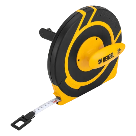 Рулетка геодезическая DENZEL 50 м х 15 мм, закрытый корпус, фиберглассовая лента