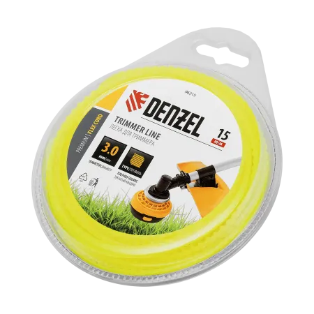 Леска для триммера DENZEL 96215 зубчатый квадрат, 3мм х 15м, блистер FLEX CORD