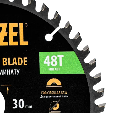 Пильный диск по ламинату DENZEL ф190 х 30 мм, 48 зубьев