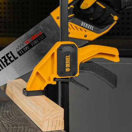 Струбцина DENZEL F-образная, быстрозажимная, 600 х 80 мм, усиленный нейлоновый корпус