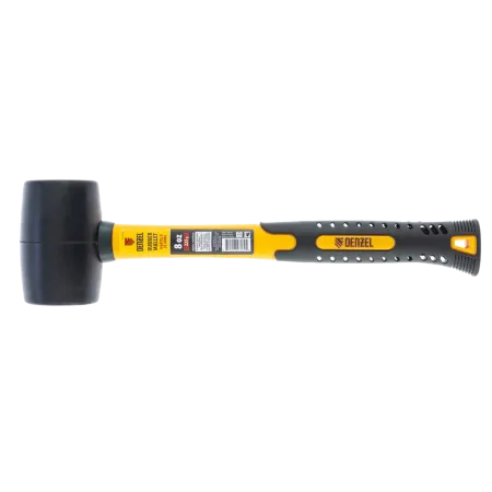 Киянка резиновая DENZEL 8 oz, черная резина, фибергласовая рукоятка
