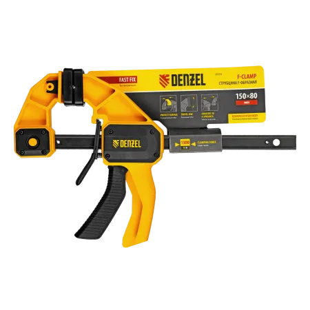 Струбцина DENZEL F-образная, быстрозажимная, 150 х 80 мм, усиленный нейлоновый корпус