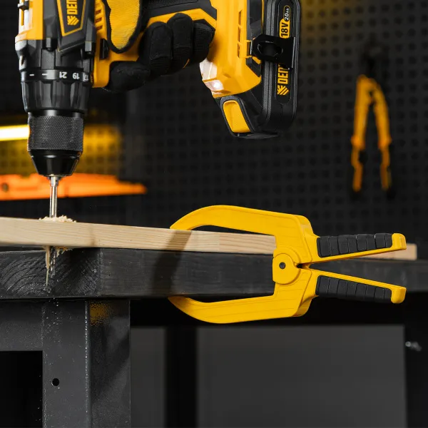 Струбцина клещеобразная DENZEL удлиненная 75 х 110 мм двухкомпонентные рукоятки