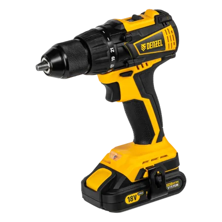Аккумуляторная дрель-шуруповерт DENZEL BLDL-IB-18-02, 18 В, 2 x 2 Ач