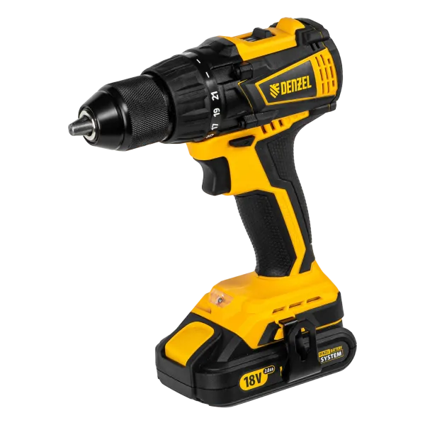 Аккумуляторная дрель-шуруповерт DENZEL BLDL-IB-18-02, 18 В, 2 x 2 Ач