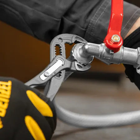 Клещи переставные DENZEL кнопочный механизм, обливные рукоятки, 180 мм