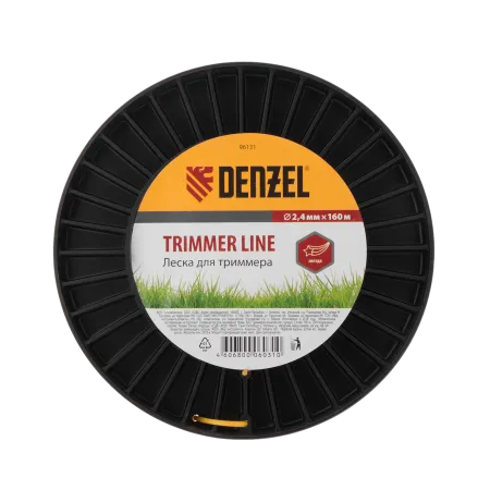 Леска для триммера DENZEL 96131, 2.4 мм x 160 м, звезда, на Din катушке