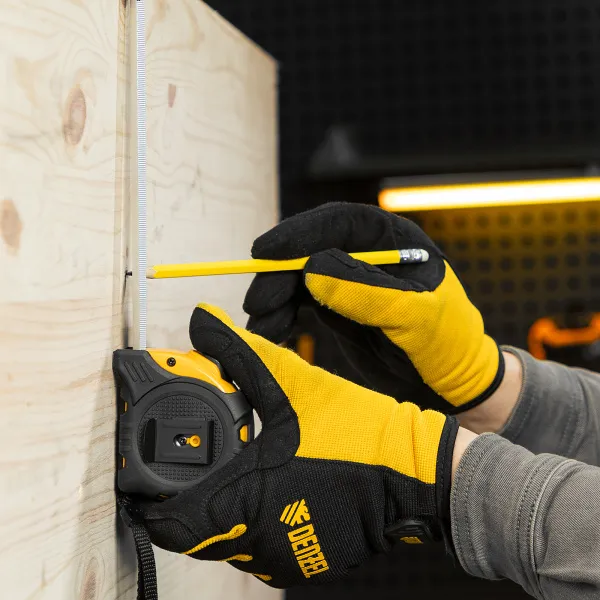 Рулетка DENZEL 5м х 25мм, обрезиненный корпус, автоматическая фиксация