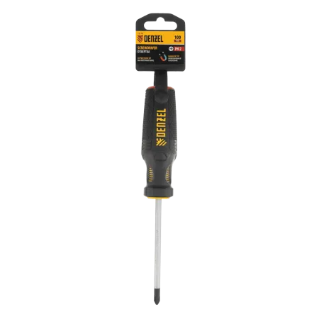 Отвертка DENZEL PH2х100 мм, CrV, трехкомпонентная рукоятка