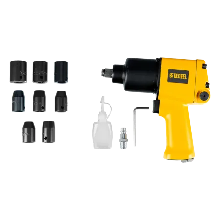Пневмогайковерт ударный DENZEL IW860+набор головок, 1/2, 7000 об/мин, 868 Нм