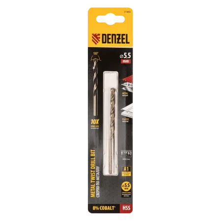 Сверло по металлу DENZEL 5,5 мм, HSS Co-8%