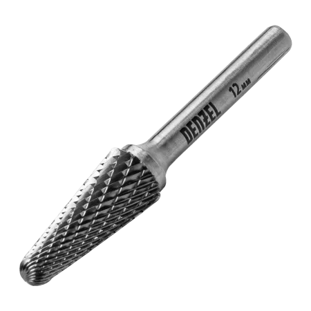 Борфреза по металлу DENZEL твердосплавная, коническая закругленная, тип-L, 12 мм