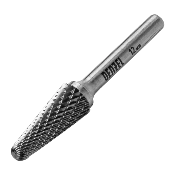 Борфреза по металлу DENZEL твердосплавная, коническая закругленная, тип-L, 12 мм