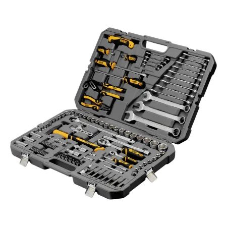Набор инструментов DENZEL 1/2", 1/4", CrV, S2, пластиковый кейс, 122 предмета