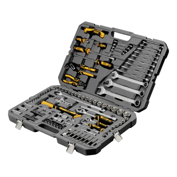 Набор инструментов DENZEL 1/2", 1/4", CrV, S2, пластиковый кейс, 122 предмета