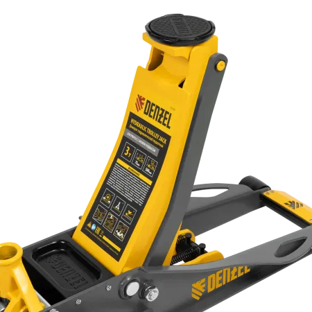 Домкрат гидравлический подкатной DENZEL 3 т, 75-500 мм, быстрый подъем, низкий подхват, проф.