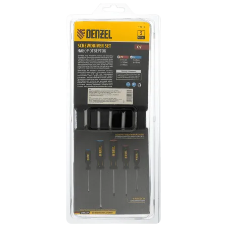 Набор отверток DENZEL 5 пр., CrV, трехкомпонентная рукоятка