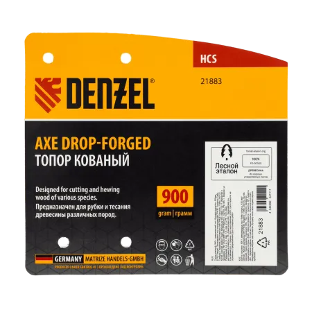 Топор кованый DENZEL 900 г, американский тип, буковая рукоятка, 430мм, EFP