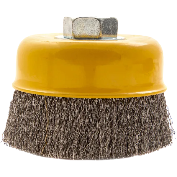 Щетка для УШМ DENZEL 746053, 100 мм, «чашка», витая нержавеющая проволока 0.3 мм, М14