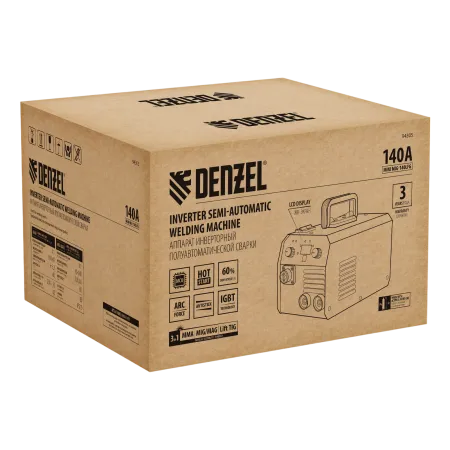 Аппарат инвертор. полуавтомат. сварки DENZEL Mini MIG-140LFG, 140 А, ПВ 60%