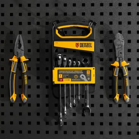 Набор ключей комбинированных трещоточных DENZEL 6-17 мм, 6 шт., CrV, матовый хром