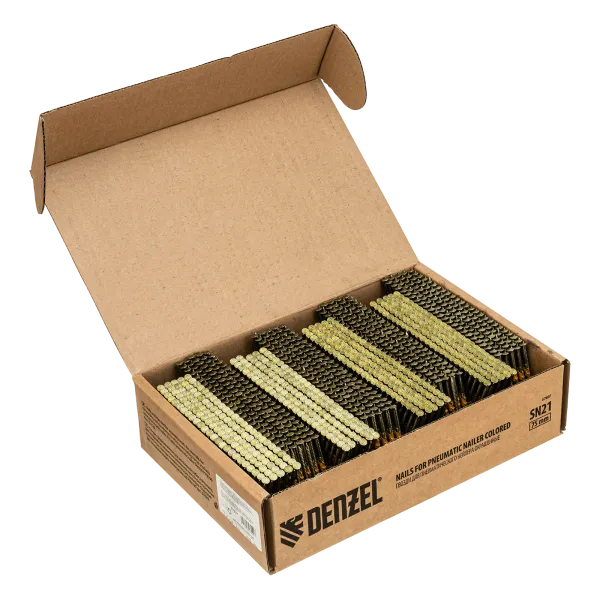 Гвозди DENZEL для пнев. нейлера (крашен.), длина - 75 мм, диам. - 3,05 мм, 2000 шт.